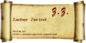 Zacher Zerind névjegykártya
